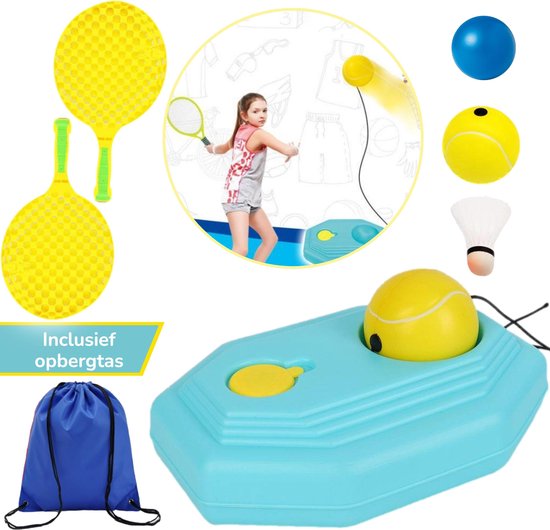 Tennistrainer Set Inclusief Tennisracket Tennisbal Badminton Shuttle En Opbergtas – Tuin Speelgoed Voor Kinderen – Buitenspel