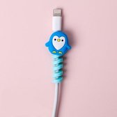 Kabelbeschermer - Pinguïn - Blauw - iPhone - Samsung - Huawei - Beschermer voor oplaadkabel - Kabelhouder - 1 stuk - Spiraalvormig