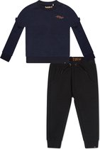 Koko Noko BIO Basics Set(2delig) Joggingbroek Nikki Zwart en Sweater Nova Donkerblauw - Maat 110/116