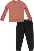 Koko Noko BIO Basics Set(2delig) Joggingbroek Nikki Zwart en Sweater Nova Dusty pink - Maat 122/128