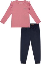 Koko Noko BIO Basics Set(2delig) Joggingbroek Nikki Navy en Shirt Nykee bright pink - Maat 98/104