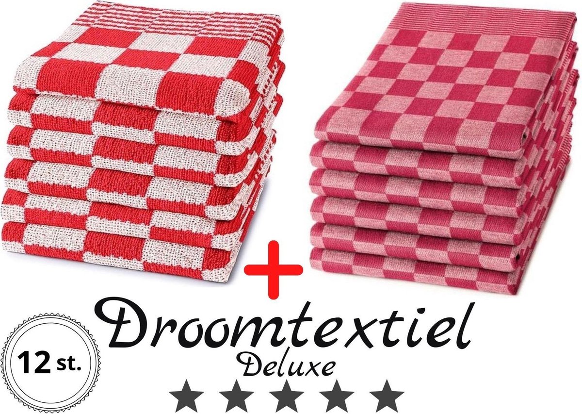 Theedoeken en Keukendoeken Set 6 Stuks Theedoeken + 6 Stuks Keukendoeken 100...