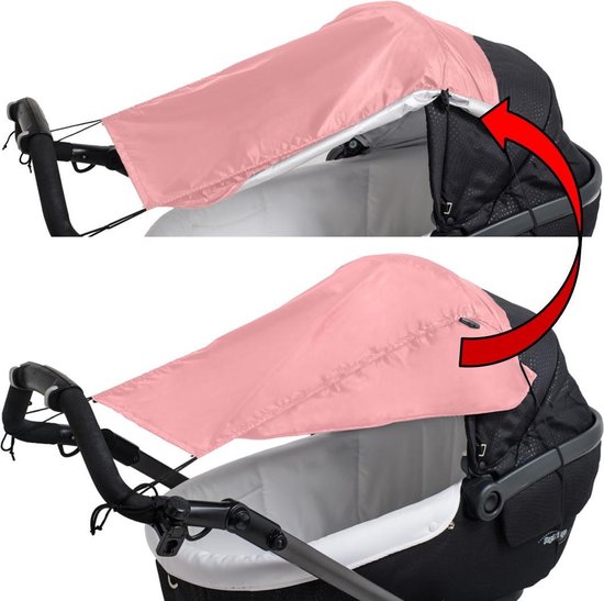 Zonnescherm kinderwagen & buggy - Zonnedoek met zijbescherming – Roze