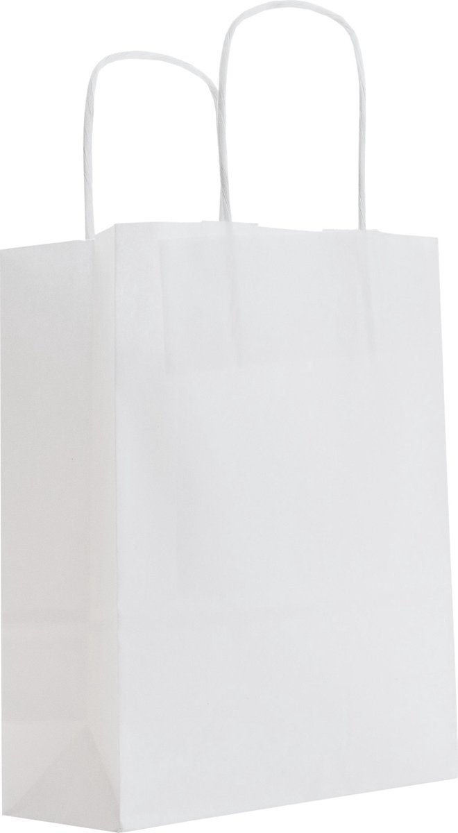 Papieren tasjes 50 stuks - Wit - A5 18x8x24 - Cadeautasjes - Papieren tasjes met handvat