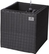 GoodVibes - Bloembak van Polyrattan 36 x 36 x 36 cm met Irrigatiesysteem, Antraciet