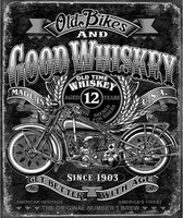 Old Bikes en Good Whiskey wandbord - 31,5 x 40,5 cm