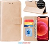 Hoesje geschikt voor iPhone 12 / iPhone 12 Pro Book Case - Luxe portemonnee hoesje – iPhone 12 hoesje wallet case - goud - EPICMOBILE