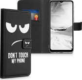 kwmobile telefoonhoesje voor Samsung Galaxy A32 5G - Hoesje met pasjeshouder in wit / zwart - Don't Touch My Phone design