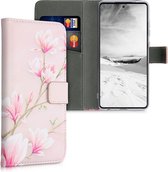kwmobile telefoonhoesje voor Samsung Galaxy A52 / A52 5G / A52s 5G - Hoesje met pasjeshouder in poederroze / wit / oudroze - Magnolia design