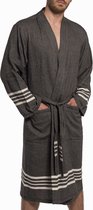 Hamam Badjas Krem Sultan Black - M - unisex - hotelkwaliteit - sauna badjas - luxe badjas - dunne zomer badjas - ochtendjas