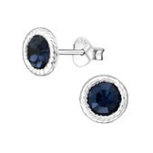 Aramat jewels ® - Oorbellen rond blauw 925 zilver zirkonia 7mm