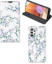 Smart Cover Geschikt voor Samsung Galaxy A32 5G Enterprise Editie | Geschikt voor Samsung A32 4G Telefoonhoesje Blossom White