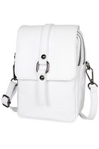 AmbraModa NLX63 - Crossbodytas, schoudertas, telefoontasje gemaakt van zacht Italiaanse nappaleer. geschikt voor mobiele telefoons en tablets tot 7 inch. Wit - B-product