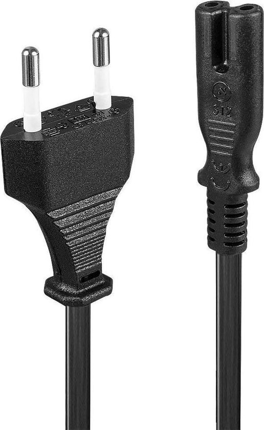 Câble d' alimentation IEC C7 noir 2M, prise euro selon la figure 8 Câble d'  Power... | bol.com