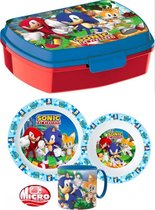 Sonic the Hedgehog 4 delige set- ontbijtset - lunchset - bord, kom en beker + brooddoos/broodtrommel