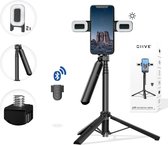 GIIVE – 10 in 1 Gimbal Selfie Stick Tripod – 2x LED lamp – Bluetooth – voor Smartphone – Vloggen - Selfies – Panorama mode – Stabiel filmen