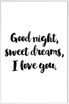 JUNIQE - Poster in kunststof lijst Sweet Dreams -20x30 /Wit & Zwart