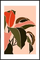 JUNIQE - Poster in kunststof lijst Plant -40x60 /Groen & Oranje