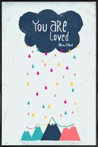 JUNIQE - Poster in kunststof lijst You Are Loved -30x45 /Blauw & Roze