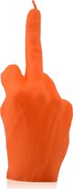 Fluorescerend Oranje gelakte figuurkaars, design: Hand FCK Hoogte 22 cm (30 uur)