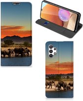 Telefoon Hoesje Geschikt voor Samsung Galaxy A32 5G Enterprise Editie | Geschikt voor Samsung A32 4G Wallet Book Case Olifanten