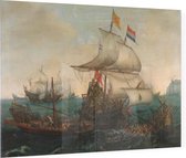 Hollandse schepen overzeilen Spaanse galeien onder de Engelse kust, Hendrik Cornelisz. Vroom - Foto op Plexiglas - 40 x 30 cm