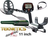 Bobine de recherche Teknetics Eurotek Pro 11 pouces DD + détecteur de métaux à pointeur Tek-Point