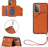 Luxe PU Lederen Wallet Case Voor Samsung Galaxy A32 4G - Portemonnee Back Cover Hoesje Met Multi Stand Functie - Kaarthouder Card Case Beschermhoes Sleeve Met Pasjes Houder & Knoop Sluiting -