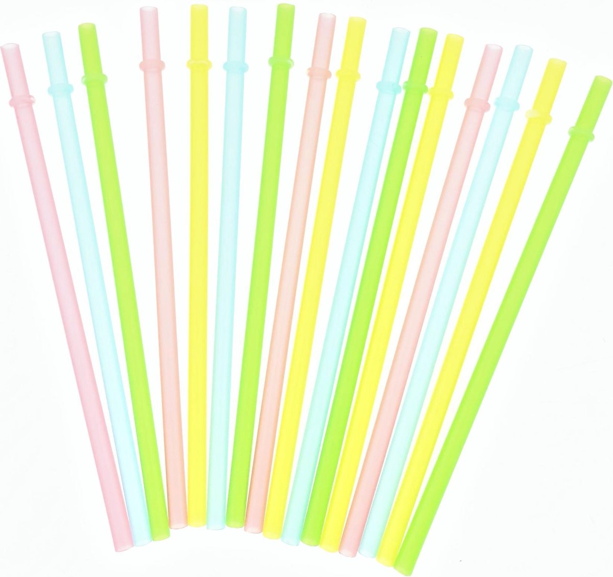 Herbruikbare drinkrietjes - 21 cm - Ø 8mm - gekleurd mix - 16 stuks