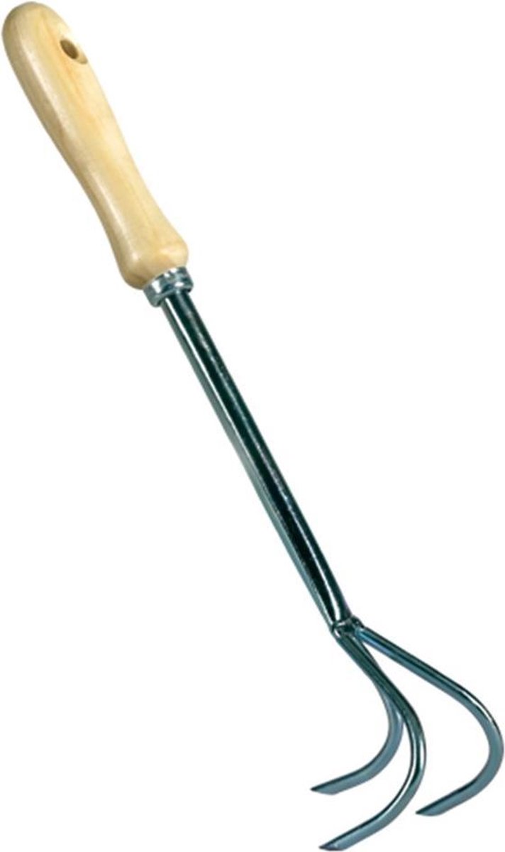 Talen Tools - Handkrabbertje - 3 tanden - Verzinkt staal - Essenhouten handvat van Talen Tools — afbeelding 2