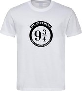 Wit T Shirt met Harry Potter  " Platform 9 3/4 " print Zwart size S