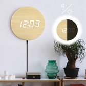 LED Wandklok – Houten klok – Dag en nachtmodus – modern