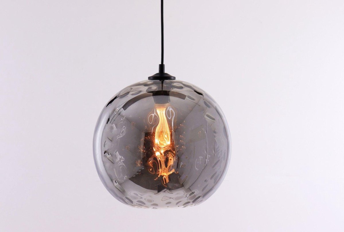 Hanglamp Nova Luce Jerardo - geribbeld glas rookglas smoke - 1xE27