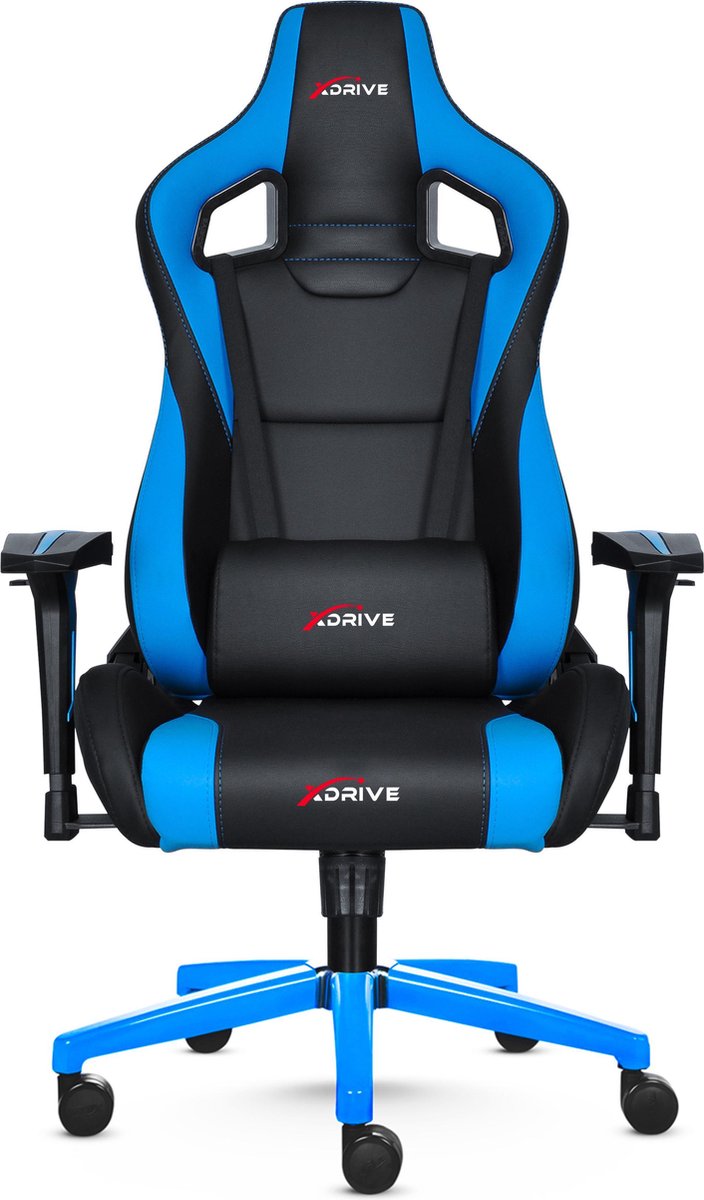 xDrive AKDENIZ Professional Gaming Chair -gamestoel - Gaming Stoel - gamestoel met voetsteun - gamestoel blauw - Bureaustoel - 4D Armleuningen Fluwelen - Foam Kussens / Zwart / Blauw