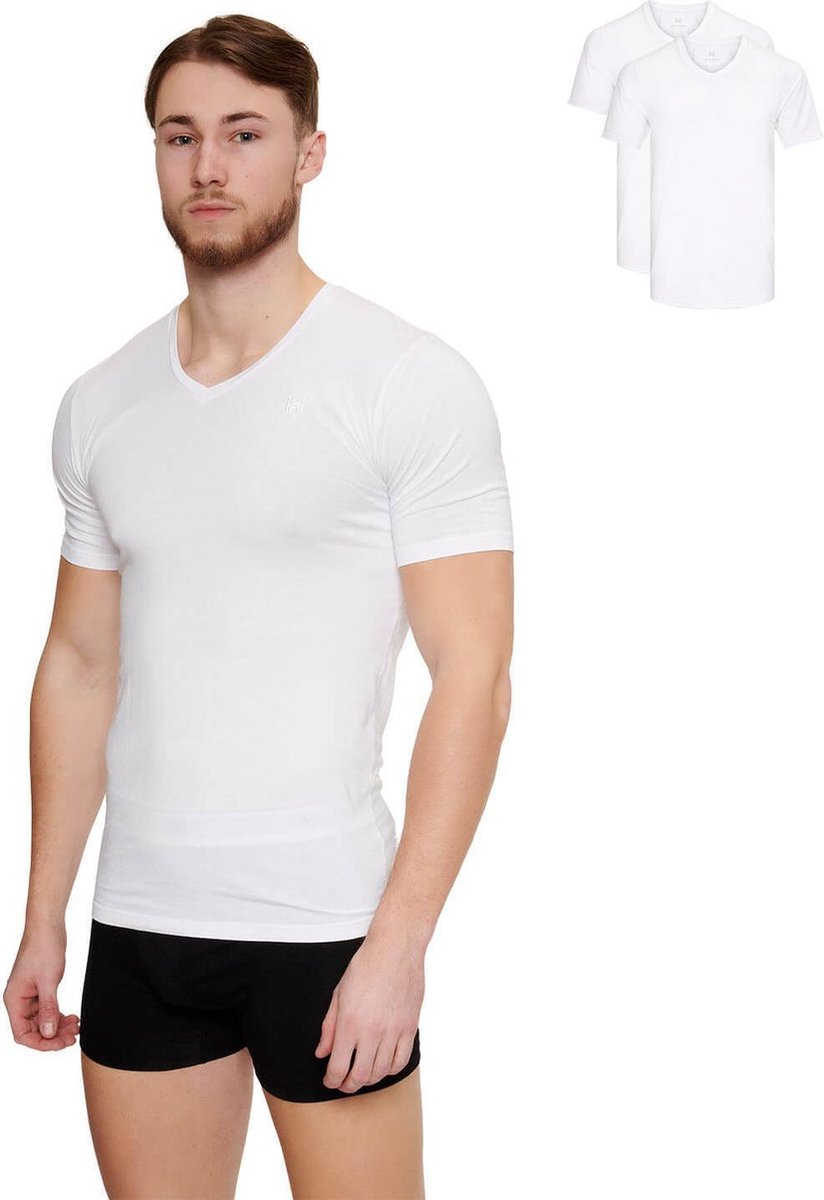 Van Harvey premium duurzaam T shirt - V Hals - Wit - Maat XL