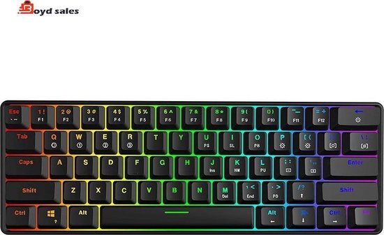 GK61 Keyboard – Qwerty – Mechanisch Gaming Toetsenbord 60% – RGB – USB Type C – Gateron Optical Red – Zwarte Kleur