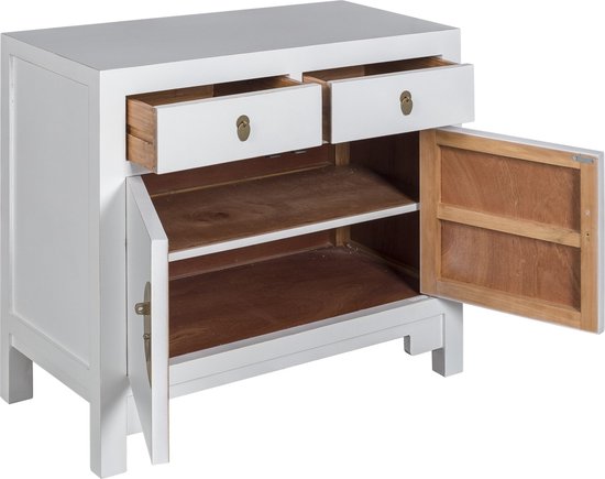 Table De Chevet Moderne Blanche à 2 Tiroirs Avec Pieds En Bois Pour Chambre A Coucher 98131319