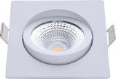 EcoDim - LED Spot - Inbouwspot - ED-10025 - 5W - Waterdicht IP54 - Dimbaar - Dim to Warm - Warm Wit 2000K-3000K - Mat Wit - Aluminium - Vierkant - Kantelbaar - BES LED