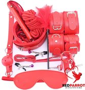 SM Pakket | Bondageset | BDSM | SM | Luxe kwaliteit | Seks pakket | 10-delig | Rood | Leer | Sexpakket