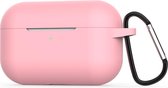 AirPods hoesjes van By Qubix - AirPods Pro siliconen hoesje met karabiner haak - Roze