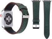 By Qubix Dot Pattern Leren bandje - Donker groen - Geschikt voor Apple Watch 42mm - 44mm - 45mm - Ultra - 49mm - Compatible Apple watch bandje -