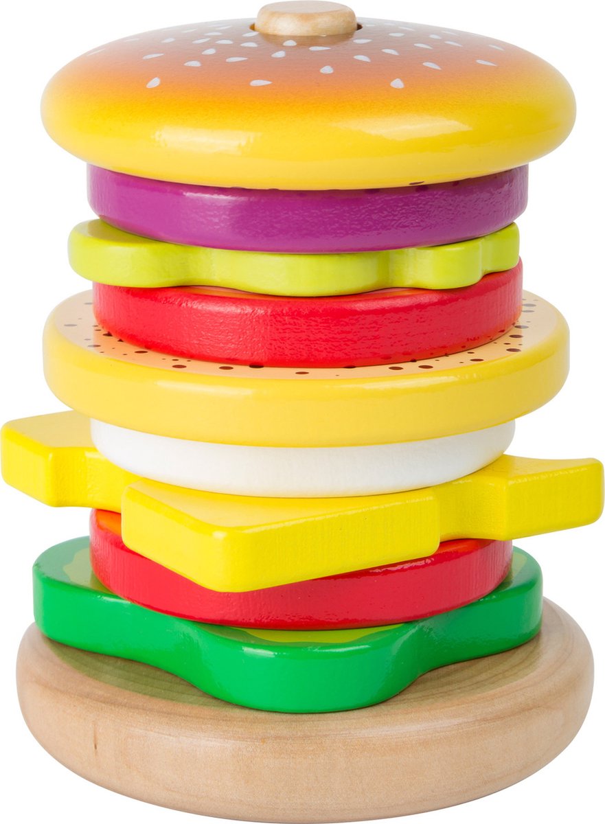 Houten speelgoed eten en drinken - Stapel hamburger (10 lagen) - FSC - Houten speelgoed vanaf 1,5 jaar - SFC Toys