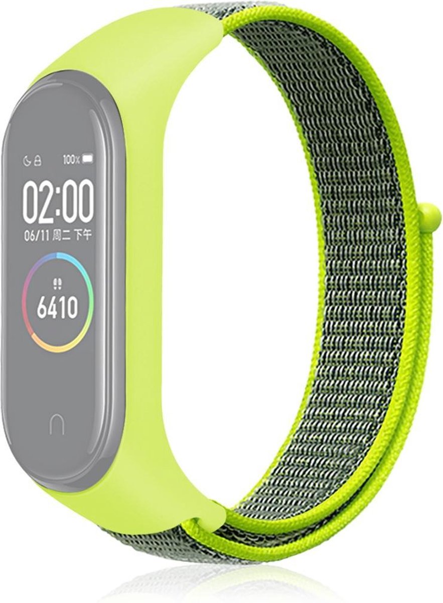 By Qubix - Nylon Geweven Bandje Geschikt voor Xiaomi Mi Band 3 / 4 / 5 / 6 / 7 - Groen