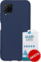 Siliconen Backcover Hoesje Huawei P40 Lite Blauw - Gratis Screen Protector - Telefoonhoesje - Smartphonehoesje