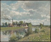 Kunst: The River Oise Near Pontoise van Camille Pissarro. Schilderij op aluminium, formaat is 75x100 CM