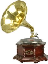 Decoratieve Grammofoon vintage - decoratief - Achthoekige platenspeler Goud - Klassieke speler - 65 cm hoog