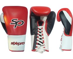Starpro Pro Fight lace Gloves Layered Foam | Zwart / Rood / Wit (Maat: 8OZ)