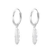 Ringoorbellen met bedel ''feather'' 925 sterling silver