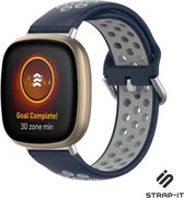 Siliconen Smartwatch bandje - Geschikt voor  Fitbit Sense sport band - blauw/grijs - Maat: L - Strap-it Horlogeband / Polsband / Armband