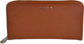 Flora & Co - Dames Portemonnee Saffiano Zip Around - 20,5x11,5x2,5 cm met rits -Camel/bruin - Portefeuille - Beurs - Wallet